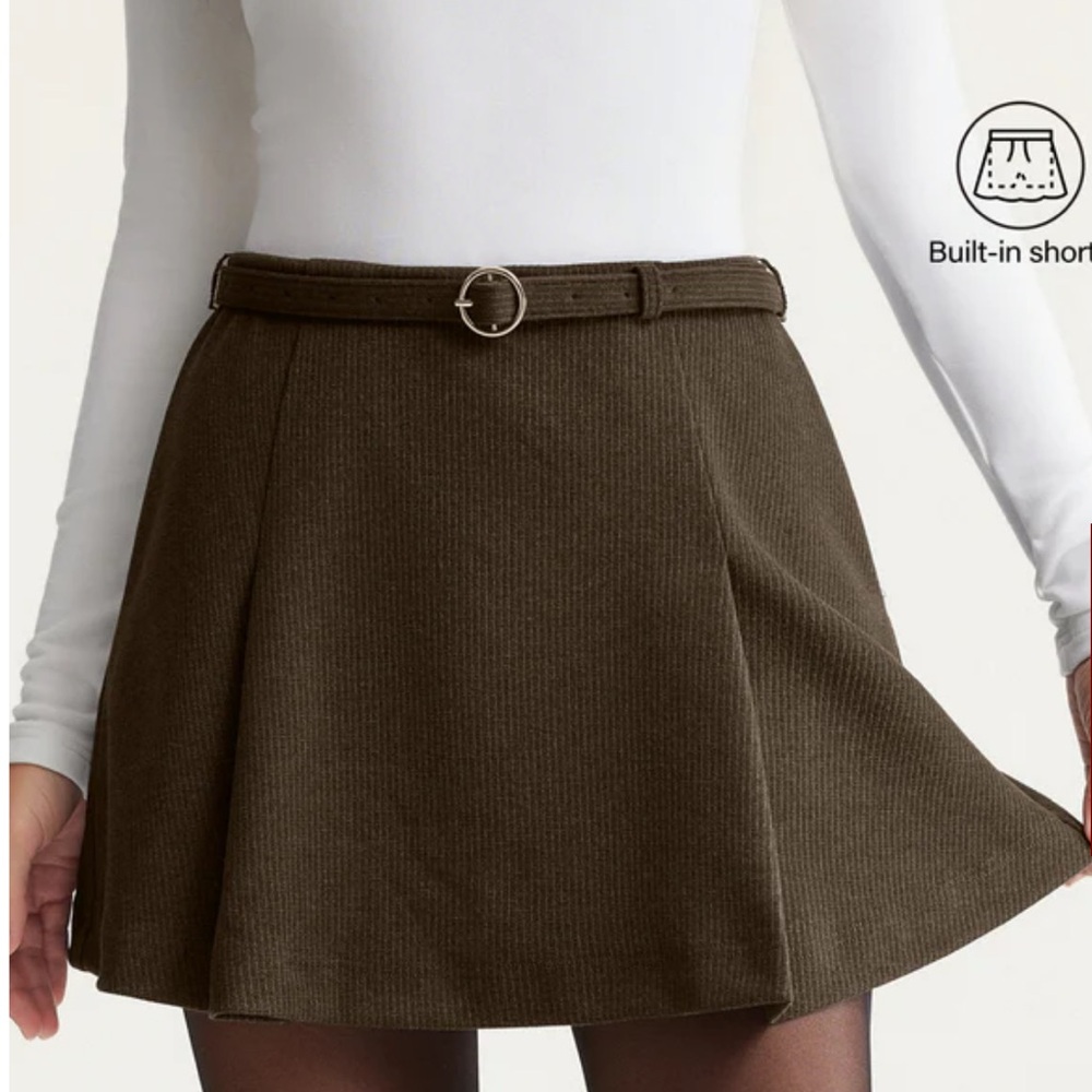 OGL Belted Mini Skirt With Shorts